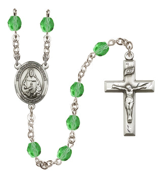 Silver-Plated 6mm Saint Theodora  Engraved Catholic Rosaries