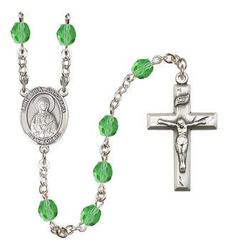 Silver Plated 6mm Fire Polished Saint Lydia Purpuraria Rosary in Peridot