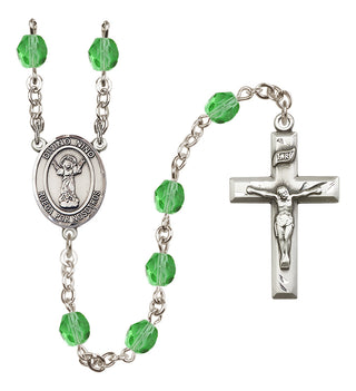 Silver Plated 6mm Fire Polished Divino Nino Rosary in Peridot