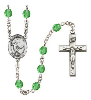 Silver-Plated 6mm Saint Christopher/Soccer Rosary