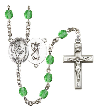 Saint Christopher and Tennis Rosary with Peridot Beads