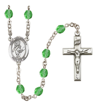 Silver-Plated 6mm Saint Christopher/Tennis Rosary