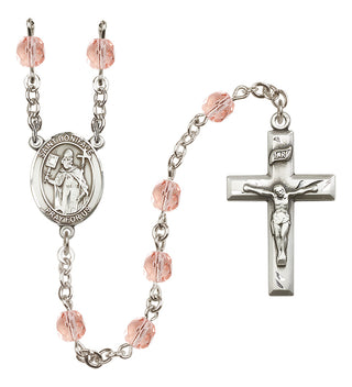 Silver-Plated 6mm Saint Boniface  Engraved Catholic Rosaries