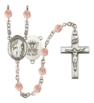 Silver-Plated 6mm Saint Brendan the Navigator / Navy Rosary