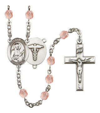 Saint Camillus of Lellis and Nurse Rosary with Pink Beads