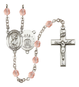 Silver-Plated 6mm Saint Christopher / Air Force Rosary