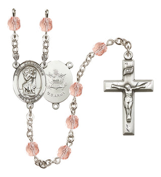 Silver-Plated 6mm Saint Christopher / Army Rosary