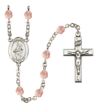 Silver Plated 6mm Fire Polished Saint Jane of Valois Rosary in Pink