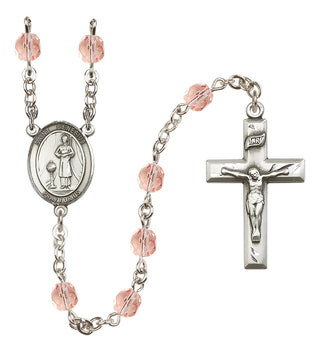 Silver-Plated 6mm Saint Genesius of Rome  Engraved Catholic Rosaries