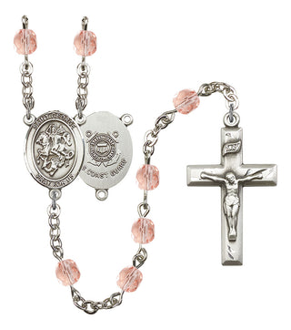 Saint George and Coast Guard Rosary with Pink Beads