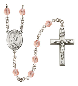 Silver Plated 6mm Fire Polished Saint Helen Rosary in Pink