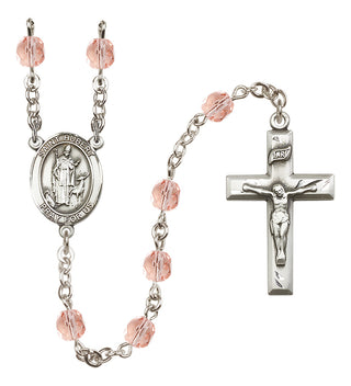 Silver-Plated 6mm Saint Hubert of Liege  Engraved Catholic Rosaries