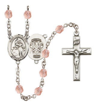 Silver-Plated 6mm Saint Joan of Arc / Nat'l Guard Rosary