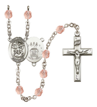 Silver-Plated 6mm Saint Michael / Air Force Rosary