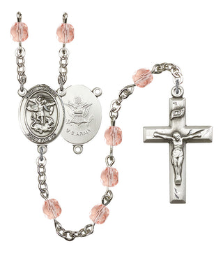Saint Michael and Army Rosary with Pink Beads