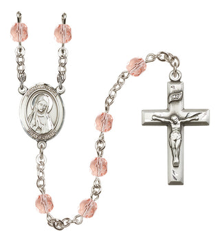 Silver Plated 6mm Fire Polished Saint Monica Rosary in Pink