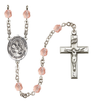 Silver Plated 6mm Fire Polished San Ramon Nonato Rosary in Pink