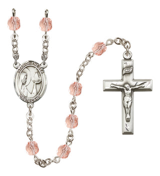 Silver Plated 6mm Fire Polished Our Lady Star of the Sea Rosary in Pink