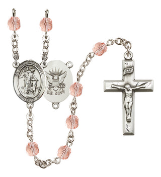 Silver-Plated 6mm Guardian Angel / Navy Rosary