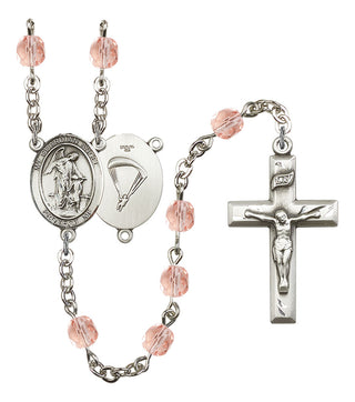 Guardian Angel and Paratrooper Rosary with Pink Beads