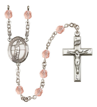 Silver-Plated 6mm Saint Christopher/Volleyball Rosary