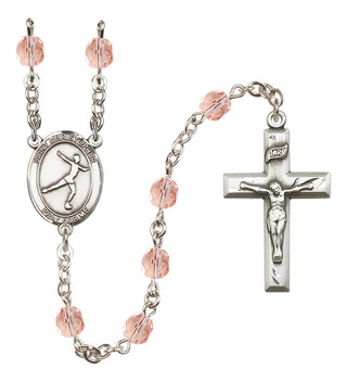 Silver-Plated 6mm Saint Christopher/Figure Skating  Engraved Catholic Rosaries