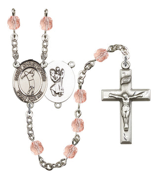 Saint Christopher and Golf Rosary with Pink Beads