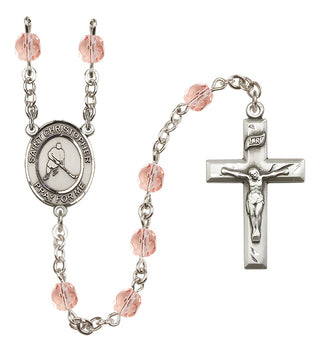 Silver-Plated 6mm Saint Christopher/Ice Hockey Rosary