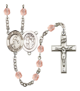 Saint Sebastian and Basketball Rosary with Pink Beads