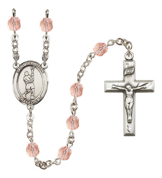 Silver-Plated 6mm Saint Sebastian/Lacrosse Rosary