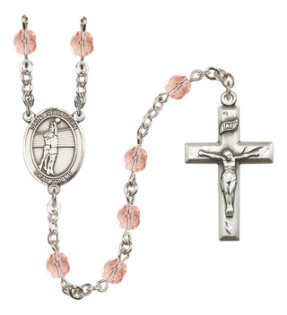 Silver-Plated 6mm Saint Sebastian / Volleyball Rosary