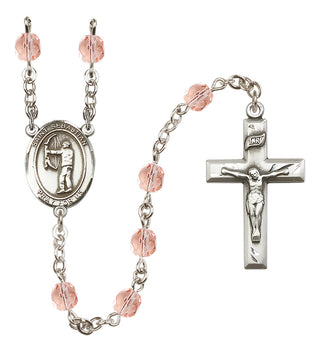 Silver-Plated 6mm Saint Sebastian / Archery Rosary