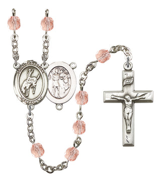 Saint Sebastian and Rodeo Rosary with Pink Beads