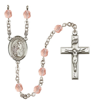 Silver-Plated 6mm Saint Aaron  Engraved Catholic Rosaries