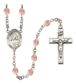 Silver Plated 6mm Fire Polished Our Lady of Good Counsel Rosary in Pink