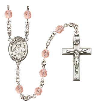 Silver-Plated 6mm Saint Pius X  Engraved Catholic Rosaries