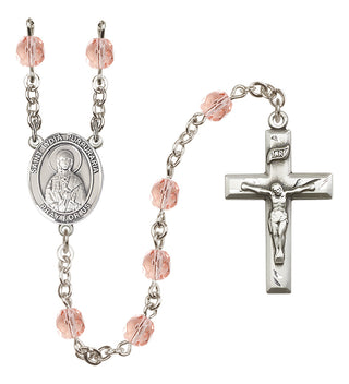 Silver Plated 6mm Fire Polished Saint Lydia Purpuraria Rosary in Pink