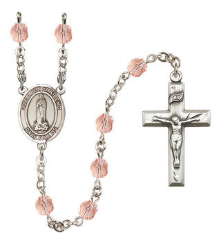 Silver Plated 6mm Fire Polished Our Lady of Kibeho Rosary in Pink