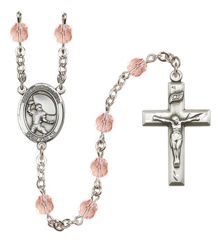 Silver-Plated 6mm Saint Christopher / Football Rosary