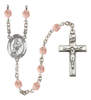 Silver-Plated 6mm Saint Christopher/Softball Rosary