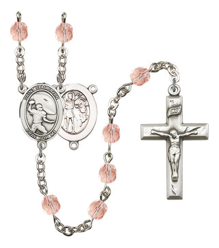 Saint Sebastian and Football Rosary with Pink Beads