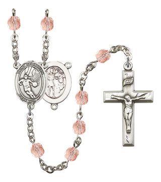 Saint Sebastian and Basketball Rosary with Pink Beads