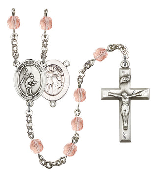 Saint Sebastian and Tennis Rosary with Pink Beads