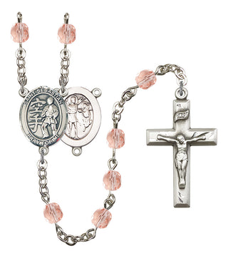 Saint Sebastian and Karate Rosary with Pink Beads