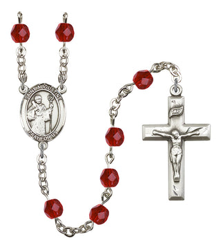 Saint Augustine Rosary with Ruby Beads - SALE