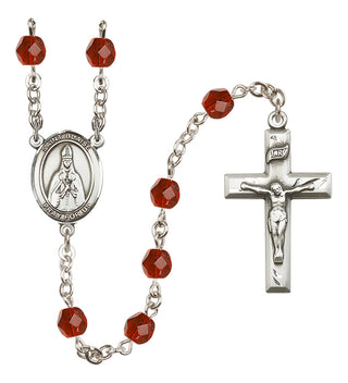 Silver Plated 6mm Fire Polished Saint Blaise Rosary in Ruby