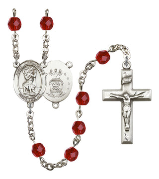 Saint Christopher and Air Force Rosary with Ruby Beads