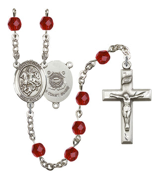 Saint George and Coast Guard Rosary with Ruby Beads