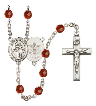 Silver-Plated 6mm Saint Joan of Arc / Army Rosary