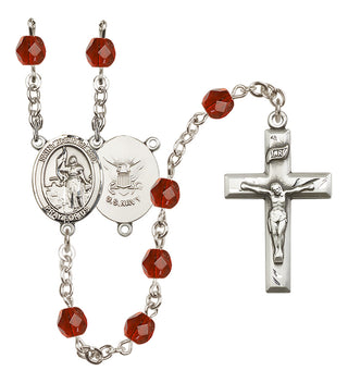 Silver-Plated 6mm Saint Joan of Arc / Navy Rosary